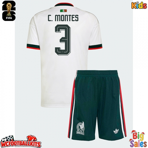 Mexico Cesar Montes #3 Replica Away Stadium Kit for Kids World Cup 2026 Short Sleeve (+ pants)